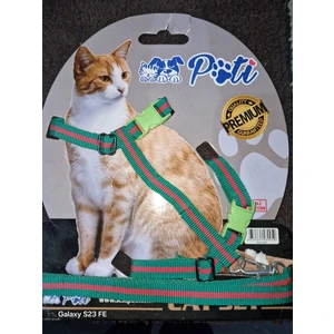 Gezer Akvaryum Pati Kedi Gezdirme Göğüs Tasması Yeşil-Kırmızı