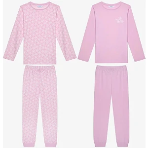 Pamuklu Kız Çocuk Flowerland 2li Çok Renkli Pijama Takımı