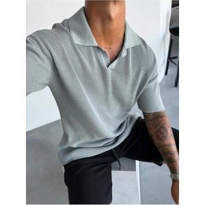 Pamuklu Oversize Polo Yaka Tişört Terletmez Yumuşak Dokulurahat Kesim Triko Tshirt