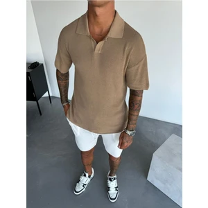 Pamuklu Oversize Polo Yaka Tişört Terletmez Yumuşak Dokulurahat Kesim Triko Tshirt