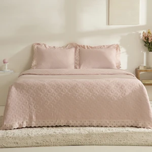 Karaca Home Arya Çift Kişilik Yatak Örtüsü Seti Pudra