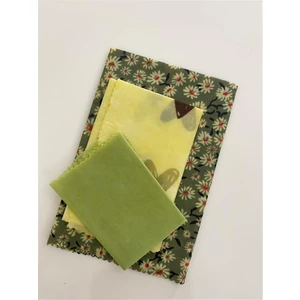 Karışık Desen Yeşil Renk Tekrar Kullanılabilen Doğal Balmumu Gıda Saklama Bezi 3 Adet 20*20 25*25 35*35 (Erzak Saklama Kabı)