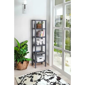 Hesaplı Kasa 6 Katlı Dikey Raf Düzenleyici Plastik Raf Ünitesi , Kitaplık, Banyo, Mutfak Rafı, Gri