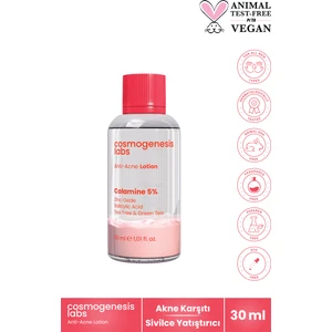 Akne Karşıtı Losyon 30ml – Akne Yatıştırıcı, Siyah Nokta Azaltıcı Vegan (%5 Calamine – Yeşil Çay)