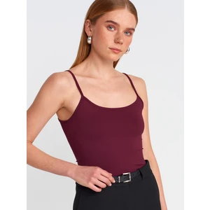 20901 Ince Askılı Poliamid Top-Bordo