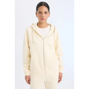 Relax Fit Kapüşonlu Cepli Basic Düz Fermuarlı Sweatshirt C1809AX25SP