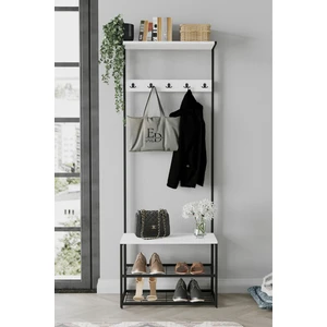 ED Efelez Design Ruby Vestiyer , Portmanto , Askılık ,  3 Raflı Ayakkabılık ,  Siyah Metal - Beyaz Tabla