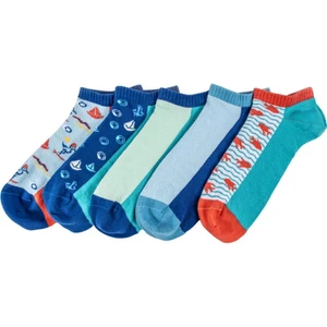 Erkek 5'li Dikişsiz Patik Çorap Seti, Deniz Temalı Desenler, %85 Pamuk, 41-46 Beden