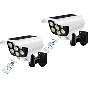 2 Adet Sahte Kamera Görünümlü 77 Ledli Sensörlü Kumandalı Solar Bahçe Lambası