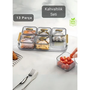 6’lı Kahvaltı Seti 13 Parça Kahvaltılık Bpa Free Sunumluk Şık Tepsili Kahvaltılık