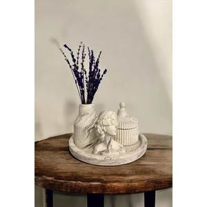 Mermer Desen Dekoratif Hediyelik Vazo Biblo Seti