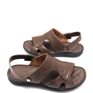 Hakiki Deri Tam Ortopedik Büyük Numara Erkek Sandalet