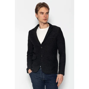 Erkek Slim Fit Çok Cepli Düğmeli Astarsız Örme Blazer Rahat Ceket