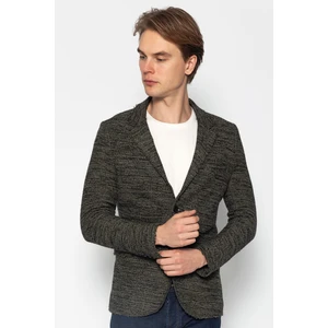 Erkek Slim Fit Çok Cepli Düğmeli Astarsız Örme Blazer Rahat Ceket