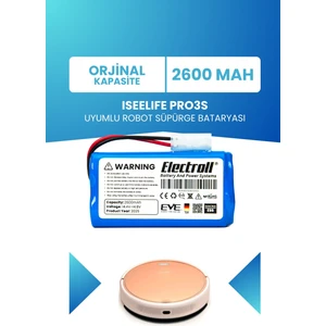 Iseelıfe Pro3s Uyumlu Batarya (ORJİNAL KAPASİTE) 2600mah Pil Robot Süpürge Bataryası