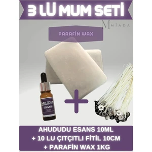 Miss Milena Kokulu Mum Yapım Seti Ahududu Esans 10 ml + 10 Fitil + 1 kg Parafin Wax