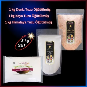 Hanzade Bitkisel Doğal Tuz Seti (Çankırı Kaya Tuzu + Himalaya Tuzu + Deniz Tuzu) (Toz Öğütülmüş, 1 kg x 3’lü Set)
