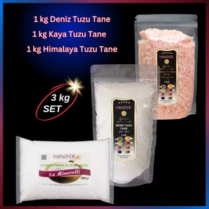 Hanzade Bitkisel Doğal Tuz Seti (Çankırı Kaya Tuzu + Himalaya Tuzu + Deniz Tuzu) (Toz Öğütülmüş, 1 kg x 3’lü Set)