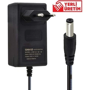 20 Volt - 1 Amper 5.5*2.5 Uçlu Yerli Üretim Priz Tipi Adaptör