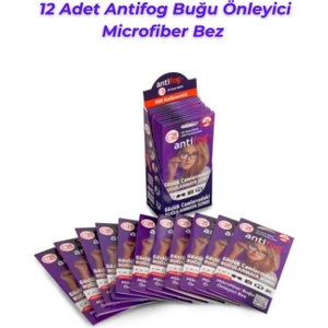 Antifog Gözlük Camı Buğu Önleyici Microfiber Bez Seti (12 Adet) 400 Kullanım