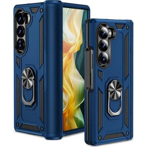 Samsung Galaxy Z Fold 6 Kılıf Magnetik Stand Olabilen Kamera Korumalı Kapak - Lacivert
