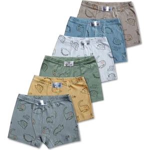 Giza Kids %100 Pamuklu Dinozor Desenli Erkek Çocuk Boxer Külot Iç Çamaşır 6lı Set