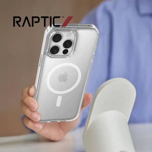 iPhone 16 Pro Max Kılıf Magsafe Uyumlu Airbag Tasarımlı Raptic Clear Serisi Şeffaf Kapak Beyaz