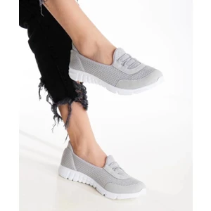 Kadın Taş Gri Beyaz Memory Hafızalı Ortopedik Hafif Bağcıksız Rahat Yürüyüş Anne Günlük Bez Spor Ayakkabı