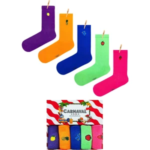 Carnaval Socks 5li Nakışlı 2 Meyve Set Desenli Renkli Çorap Kutusu