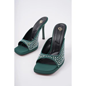 Puja Küt Burun Ince Topuklu Taşlı Kadın Topuklu Terlik