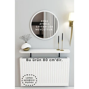 Talaş Tozum Beyaz Petek Üstü Tak Çıkar, Uçan Raf & Dresuar Duvar Montajsız Oval Kesim 80  cm