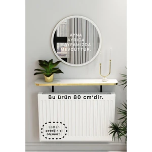 Talaş Tozum Beyaz Gold Pvc Petek Üstü Tak Çıkar, Uçan Raf & Dresuar Duvar Montajsız Oval Kesim 80 cm