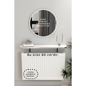 Talaş Tozum Beyaz Gümüş Pvc Petek Üstü Tak Çıkar, Uçan Raf & Dresuar Duvar Montajsız Oval Kesim 80 cm