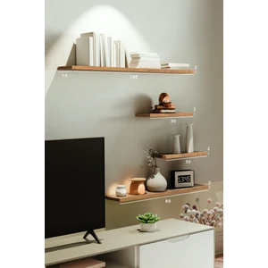 4lü 100  cm  80  cm  30  cm  Safir Meşe Mdf Uçan Gizli Bağlantı Dekoratif Duvar Rafı Kitaplık Tv Ünitesi