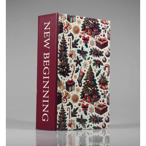 Bej Karışık Yılbaşı Dekoratif Kitap  Kutu