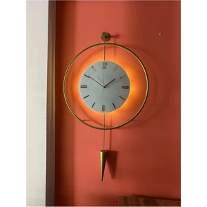 MetaQuartz Aksesuar(Büyük Boy- 50*90 cm) Gold Masippi Kristal Serisi (Pilli Led) , Modern Dekoratif Metal Duvar Saati