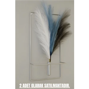 MetaQuartz AksesuarKare Mat Gümüş Çiçeklik (2 Adet ), Modern Dekoratif Duvar Dekoru Metal Çiçeklik