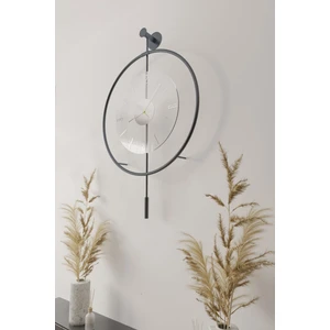 MetaQuartz Aksesuar(Büyük Boy - 50*75 cm)  - Antrasit Luxry Şefaf Cam Metal Dekoratif Camlı Lüx Duvar Saati