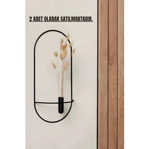 MetaQuartz Aksesuar2 Li Siyah Oval Çiçeklik , Modern Dekoratif Metal Duvar Çiçeklik
