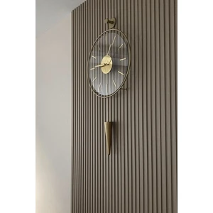 MetaQuartz AksesuarGold Gravity Pendulum Elegant Series 37 x 85 , Modern Dekoratif Metal Cam Duvar Saati