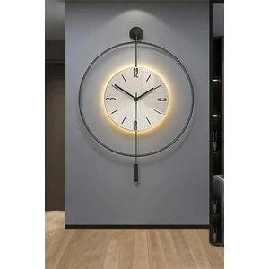 (Büyük Boy-50*75 cm)Black fred -Abs Polimer Göbek-Pilli LED (3ADET Pil ile Gelmektedir ) - Modern Duvar Saati