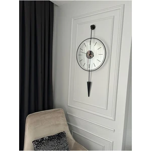 MetaQuartz AksesuarGravity Pendulum Siyah 37 x 75 , Camlı Modern Dekoratif Sarkaçlı Metal Duvar Saatii
