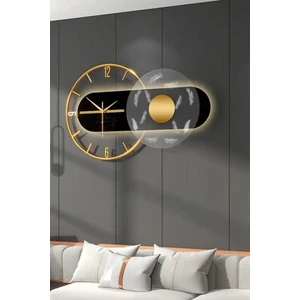 Renessa Exclusive Time - Pilli LED - Modern Metal Camlı Lake Duvar Saati