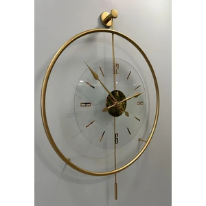 MetaQuartz Aksesuar(Büyük Boy-50*75 cm)Gold Luxry Şefaf Modern Dekoratif Metal Duvar Saati