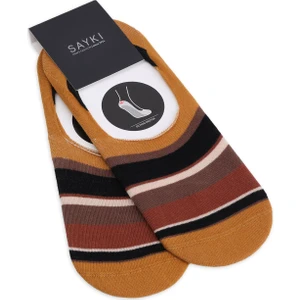 Turuncu Ikili Çizgili Pamuklu Babet Çorap