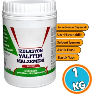 Yalıtım Malzemesi 1 kg Beyaz Renk Su Sızdırmaz Elastik Boyanabilir Rutubet Nem İzolasyon Yalıtımı