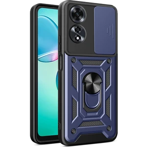 Tekno Grup Oppo A60 Kılıf Magnetik Stand Olabilen Kamera Korumalı Vega Kapak - Lacivert + Nano Ekran Koruyucu