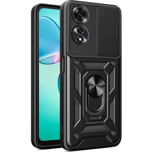Tekno Grup Oppo A60 Kılıf Magnetik Stand Olabilen Kamera Korumalı Vega Kapak - Siyah + Nano Ekran Koruyucu