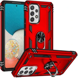 Samsung Galaxy A53 5g Kılıf Magnetik Stand Olabilen Kamera Korumalı Kapak - Kırmızı + Nano Ekran Koruyucu