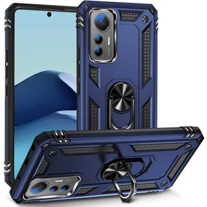 Xiaomi Mi 12 Lite Kılıf Magnetik Stand Olabilen Kamera Korumalı Kapak - Lacivert + Nano Ekran Koruyucu